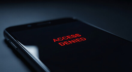 Poster - Smartphone displaying 'Access Denied' message in red, symbolizing security issues