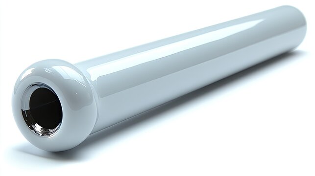 Shiny white cylindrical object with a hole isolated on a white background studio shot