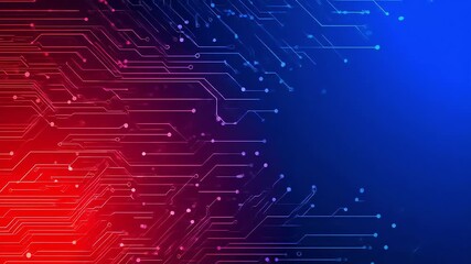 Poster - Circuit board pattern design with red and blue glowing lights animation