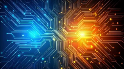 Poster - Abstract circuit board design with glowing light effect animation loop