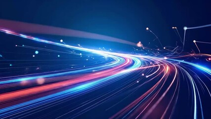 Poster - Abstract data stream with glowing light trails moving at high speed