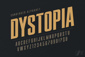 Fototapete - Original alphabet design, bold and condensed characters set.