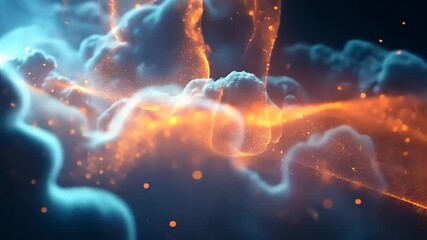 Wall Mural - abstract visualization of glowing clouds with vibrant colors and particles, creating a mystical atmo