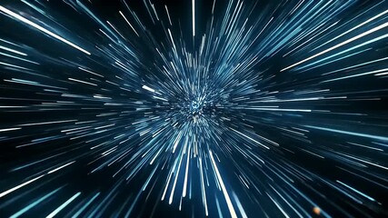 Wall Mural - abstract representation of light speed travel through a blue cosmic tunnel with dynamic motion effec