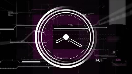 Poster - Dot appearing at center starting rings radiating out while clock hands pivot for UI animation