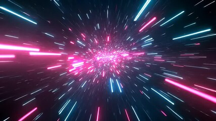 Wall Mural - futuristic light tunnel with vibrant pink and blue streaks, creating a sense of speed and motion