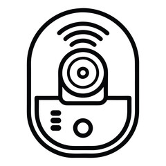 Fototapete - Black outline vector icon of a smart doorbell camera system on white background