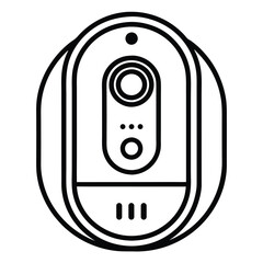 Fototapete - Black outline vector icon of a smart doorbell camera system on white background