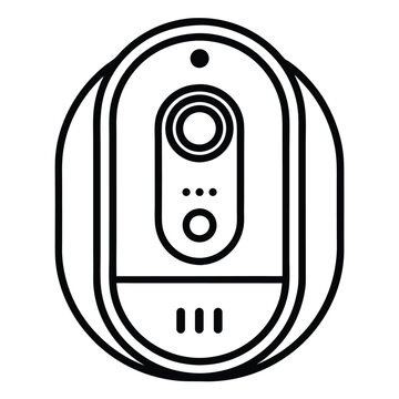 Black outline vector icon of a smart doorbell camera system on white background