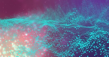 Poster - Emerging at lower left, turquoise wave waving sparkling forming sphere to visualize data flow
