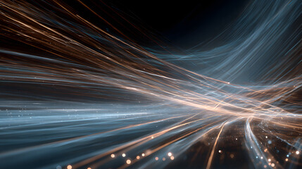 Poster - Dynamic Abstract Artwork with Light Streaks and Geometric Shapes