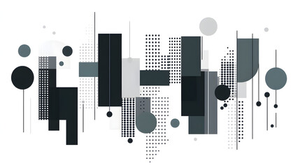 Fototapete - Abstract grayscale geometric shapes on white background