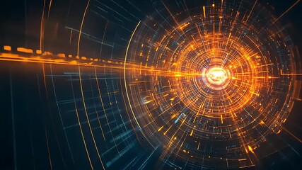 Wall Mural - abstract digital vortex with glowing orange lines and patterns, creating a sense of movement and ene
