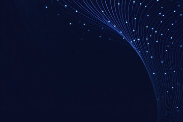 Fototapete - Abstract glowing blue lines and particles forming a dynamic flow on a dark navy background creating a sense of digital network connectivity and advanced technology concepts