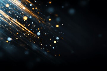 Poster - Sparkling Golden Light Streaks Through a Dark Nebula Creating a Beautiful Abstract Cosmic Background with Floating Particles