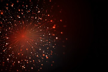 Poster - Sparkling Red Particles Exploding Like Fireworks on a Dark Background Abstract Design Element