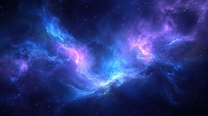 abstract background with swirling cosmic dust and nebulae in deep blues