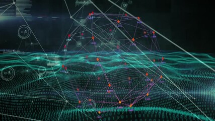 Poster - Labels appearing and gauge fading starting sphere rotating wave rising bars pulsing to show metrics