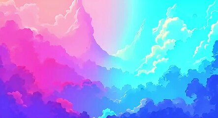 Poster - Colorful sky with pastel clouds animation, perfect for background and transitions