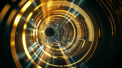 Wall Mural - Abstract digital tunnel with glowing lines and circles creating a futuristic atmosphere