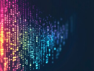 Colorful Digital Matrix, Tech - Inspired Data Visualization Background, Big Data Information Flow, Futuristic Coding Scene, Programming Concept Image