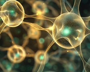 Aufkleber - Abstract representation of interconnected neurons with glowing centers and network connections visible
