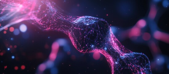 Aufkleber - Abstract network structure with glowing pink and blue lights creating a futuristic background design