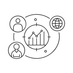 Aufkleber - Business global network analytics line icon.