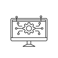 Aufkleber - Computer tech gear icon illustration.