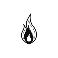 Aufkleber - Flame icon illustration black and white.