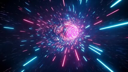 Wall Mural - Vibrant abstract representation of a cosmic tunnel with light streaks and swirling colors in space