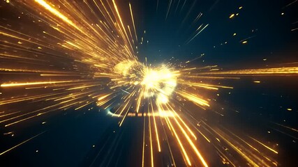 Wall Mural - Dynamic burst of golden light particles creating a mesmerizing abstract background for digital art