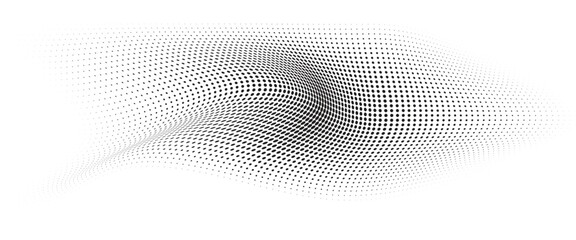 Poster - flowing wave dot halftone pattern: curve gradient shape on transparent background. suitable for ai, 