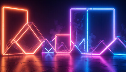 Poster - Dynamic neon light landscape with vibrant colors reflecting a modern futuristic aesthetic