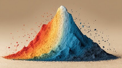Poster - Vibrant pile of colored powder representing economic predictions and market trends in predictive earnings analysis concept