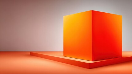 Poster - Abstract representation of a red and orange object symbolizing public procurement with creative box design elements