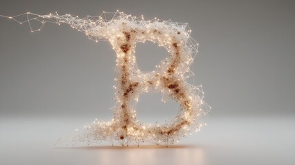 Poster - Radiant letter r constructed from lights illustrating creative expression in quantum currency visualizer design
