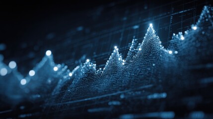 Poster - Graph on computer screen displaying economic signals in a quantum economic signals conceptual visualization