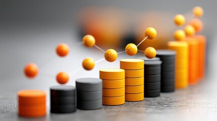 Poster - Collection of orange spheres gathered together in a bright and colorful display representing energy and vitality
