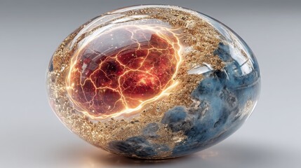 Poster - Unique sphere containing a red and blue marble inside, symbolizing duality and contrast in a creative context