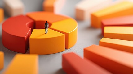 Poster - Person standing confidently on a large pie chart representing data analysis and statistical insight in a business context