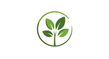 Green Tree Sapling Logo Design Within Circle for Eco Concept