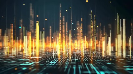Wall Mural - Abstract digital landscape with glowing data streams and vibrant colors representing technology growth