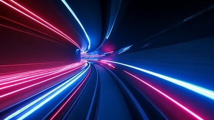 Wall Mural - Dynamic light trails in a futuristic tunnel, creating a sense of speed and motion