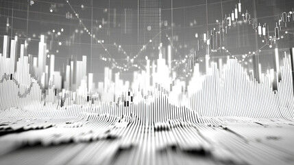 Poster - 3D Stock Market Analysis with Financial Data Chart Graph and Trading for Investment and Finance. Stock Illustration