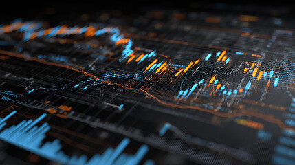 Poster - 3D Stock Market Analysis with Financial Data Chart Graph and Trading for Investment and Finance. Stock Illustration