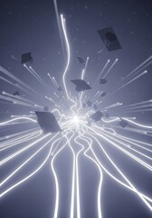 Poster - Abstract Data Streams and Floating Shapes in a Digitally Rendered Environment