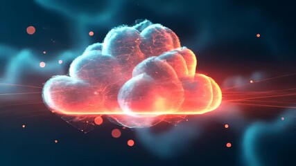 Wall Mural - digital representation of a glowing cloud with vibrant colors against a dark background, symbolizing