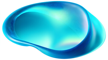 Poster - Abstract blurred turquoise colored shape. Mesh fluid liquid element. Soft light holographic blob. Neon blend vibrant figure Stock Illustration