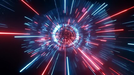 Wall Mural - Vibrant light trails create a dynamic sense of movement through a cosmic tunnel of energy and color